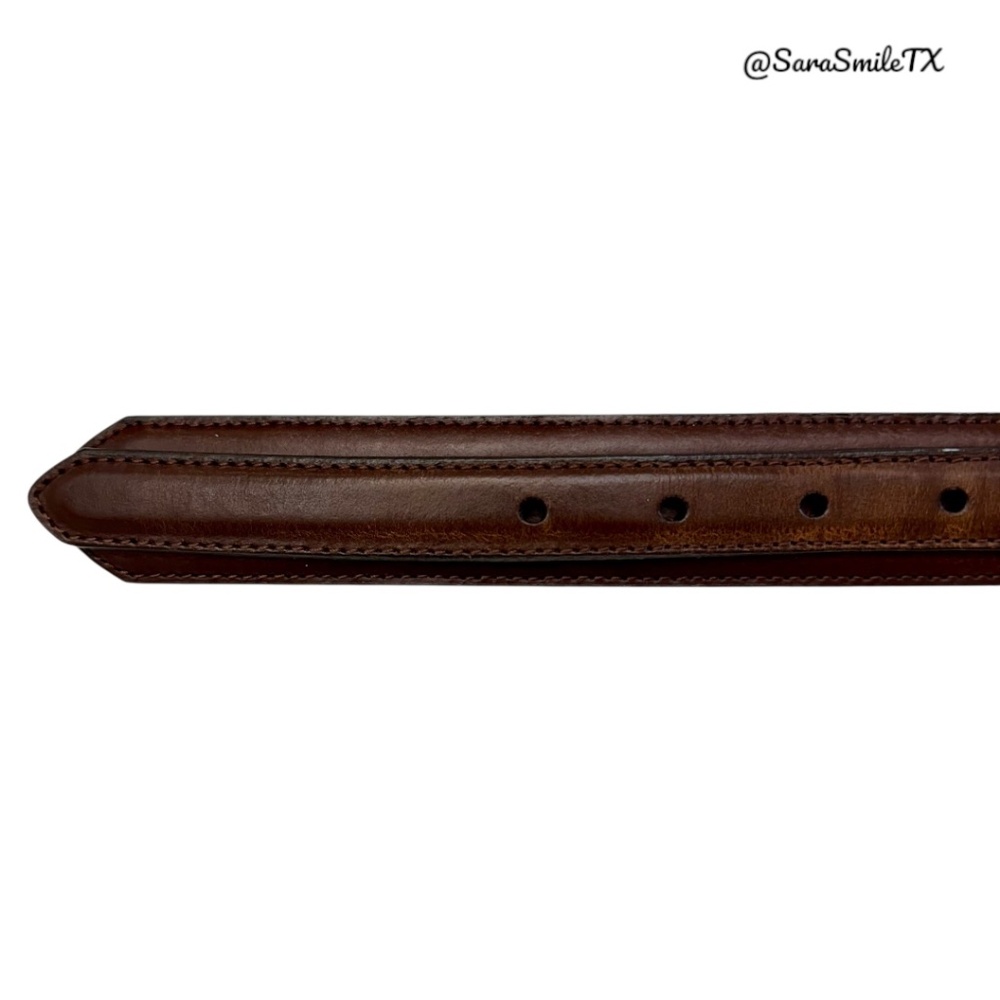 NOCONA BELT CO Mens Vintage Brown Leather Top Hand Ranger Western Belt - Picture 4 of 9